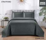 Simon Baker Stratford Bedspread - Charcoal Various Sizes - Queen - 250CM X 270CM Bedspread + 2 Pillowcases 50CM X 70CM + 5CM