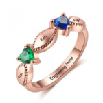 NJ521-CRI103692 Rose Gold Plated Sterling Silver Personalized Names & Birthstones Ring
