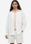 Relaxed Fit Linen-blend Shirt - White