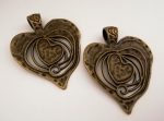 Bronze Charms Large Vintage Hearts 2PCS