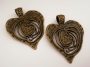 Bronze Charms Large Vintage Hearts / 2PCS