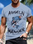 Men's Fish Graphic Print T-Shirt Short Sleeve Crew Neck Tee Men's Clothing For Summer Outdoor