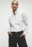 Half Zip Crop Sweat - Grey
