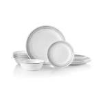 18 Piece Mystic Gray Dinner Set White