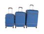 Dark Blue Hard-sided Abs Luggage Set With Brown Accents Tsa Lock -3PIECES
