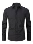 Men's Trendy Lapel Collar Design Dress Shirts Long Sleeve Casual Button Up Shirt For Formal Occasions Spring And Fall
