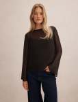 Lottie Sheer Long Sleeve Top - 18 Black