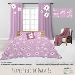 Kids Duvet Set Purple Field Of Daisy
