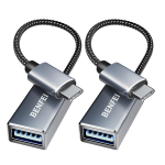 Usb-c Male To Usb-a 3.2 Female Otg Adapter 2-PACK With Aluminium Shell Casing Nickle-plated Connectors And Supports Data Transfe
