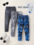 3 Packs Lightweight Thin Leggings Set Faux Denim Print Pants Kids Clothes Gift Spring Fall