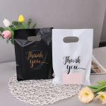 Value Pack 50PCS Thank You Merchandise Bags Plastic Bags Small Business Thickened Retail Shopping Bags Gift Bags Shops Boutiques