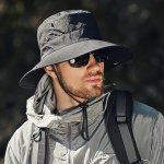 1PC Summer Outdoor Uv Protection Hat Wide Brim Bucket Hat Ideal For Fishing Hiking Camping