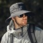 1pc Summer Outdoor UV Protection Hat Wide Brim Bucket Hat Ideal For Fishing Hiking Camping