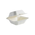H-select Bagasse Burger Box Clamshell 6" 152X152X44MM