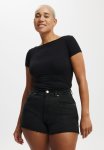 Cotton On Curvy High Mom Denim Short - Graphite Black