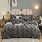 Smte Cherry Mart Magical Fluffy 4 Piece Duvet Cover Set Dark Grey With Keychain