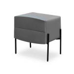 Modern Pu Leather Bedside Table With 2 Drawers - Grey
