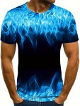 3D Fire Print Men's Graphic Design Crew Neck Active T-Shirt Casual Comfy Tees Tshirts For Summer Men's Clothing Tops For Daily G