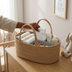 Woven Cotton Rope Diaper Caddy - Beige