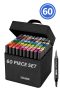 Dual Tip Head Colouring Marker Pen Set With Carry Bag 60S