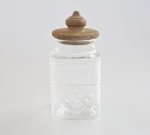 Med. Square Glass Cannister Wooden Lid 25X12CM