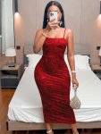 Bodycon Split Hem Spaghetti Strap Dress Elegant Sleeveless Cami Dress For Spring & Summer Women's Clothing