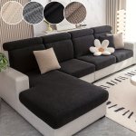 1PC Polar Fleece Sofa Cover Checkered Pattern Boho Style Stretch Fabric Easy To Install Fabric Soft Comfortable Sofa Slipcover A