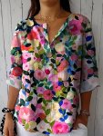 Vibrant Floral Printed Oversized Shirt - Holiday Ready