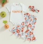 Mama’s Pumpkin Romper With Bell Bottoms And Headband