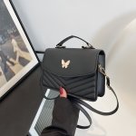 Elegant Butterfly Decor Crossbody Bag Fashion Pu Leather Versatile Adjustable Strap Top Handle Shoulder Handbag Square Bag