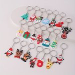 20PCS Christmas Keychains - Santa Snowman Reindeer & Tree Designs Cute Silicone & Pvc Charms For Bags & Accessories Perfect Holi