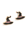Goldair Gold Black Witch Hat Stud Earrings
