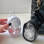 1PC Clear Storage Pouch With Keychain Portable Earphone & Accessory Organizer Lipstick Coin Purse Jewelry Travel Case Convenient