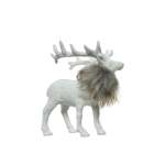 Deer Plastic With Grey Fur With Horns Down 11X3X15CM