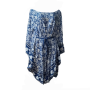 Blue And White Floral Print Caftan Dress With Belt