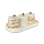 3 Piece Marble Design Canister Set Brown & White