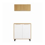 Tatiana 2-PIECE Storage Combo Wall + Floor Unit White & Oak