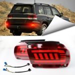 Binqigoo LED Rear Bumper Reflector Light Drl Sequential Turn Signal Light Tail Brake Fog Lamp Compatible With Toyota Land Cruise