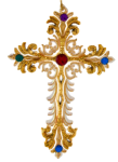 Plastic Gold & White Cross With Gems On Top Hanging Ornament 15.75CM