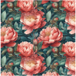 Fabric Paint Table Runner Peonies