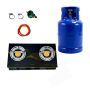 2 Plate Tempered Glass Gas Stove With 3KG Cylinder And Fittings