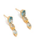 Goldair Gold Plated Light Blue Cubic Zirconia Trio Drop Earrings