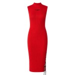 Knitted Tie Dress -pompeian Red