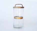 Large Glass Gold Metal Cannister 30X13.5CM