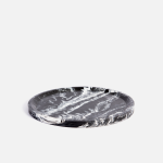 Round Display Plate - Black & White Marble
