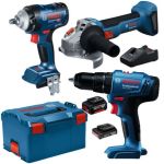 Bosch - Cordless Wrench Drill & Grinder With Batteries & Charger In Case