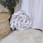Cot Bumper Braided 3 Strand Beige Light Beige And White