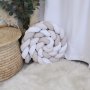 Cot Bumper Braided 3 Strand Beige Light Beige And White