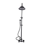 - Wall Mounted Dual Handle Shower Set Blackened Brass