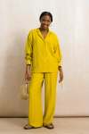 Wide Leg Elasticated Waist Pants - 16 Yellow